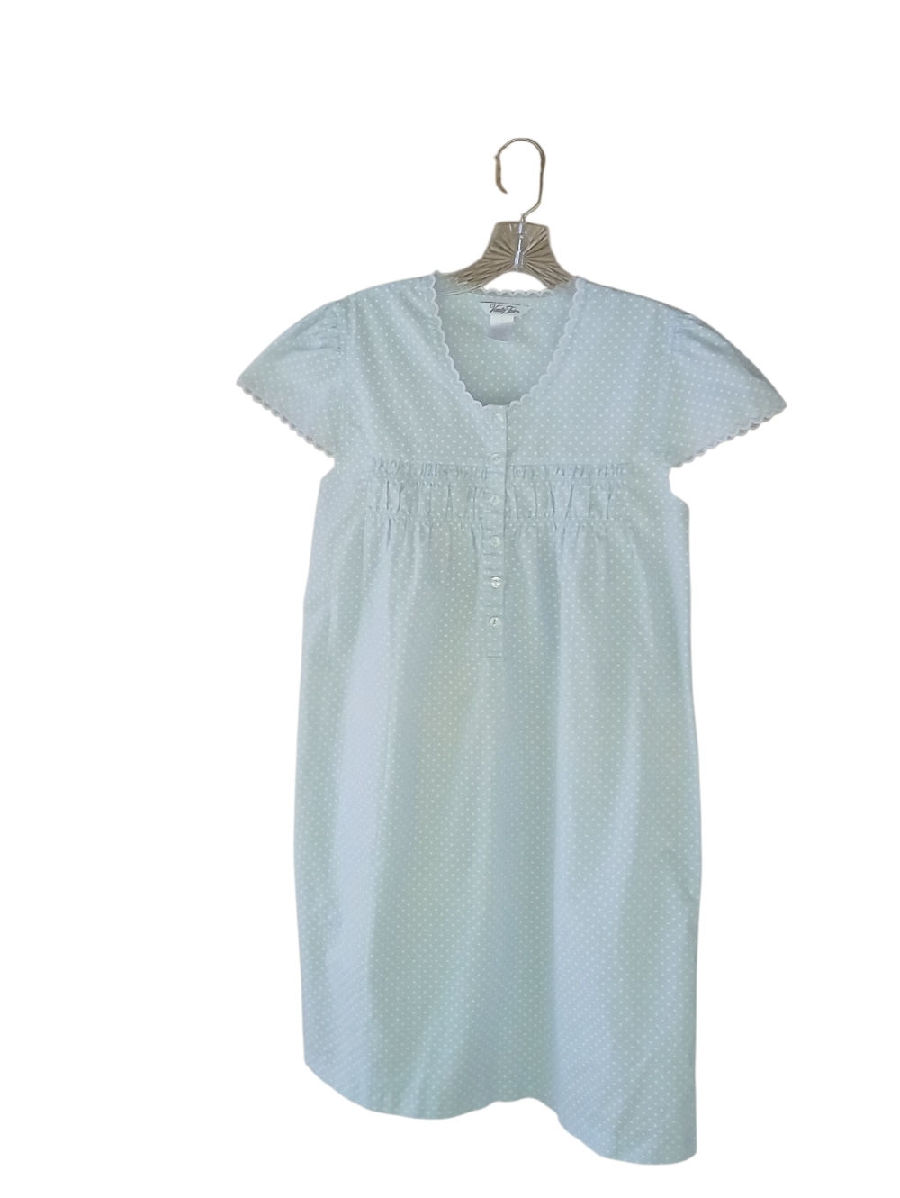 Vanity Fair Light Blue Polka Dot Knee Length Nightgown Small